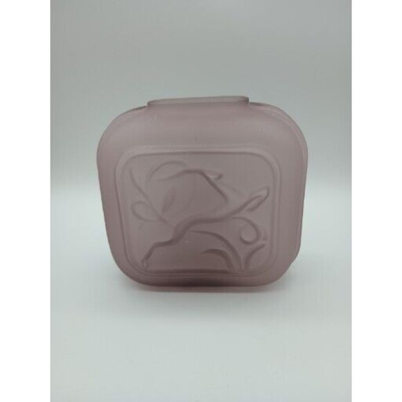 Balos Glass Square Vase Frosted Amethyst Art Deco Stag - Picture 1 of 6